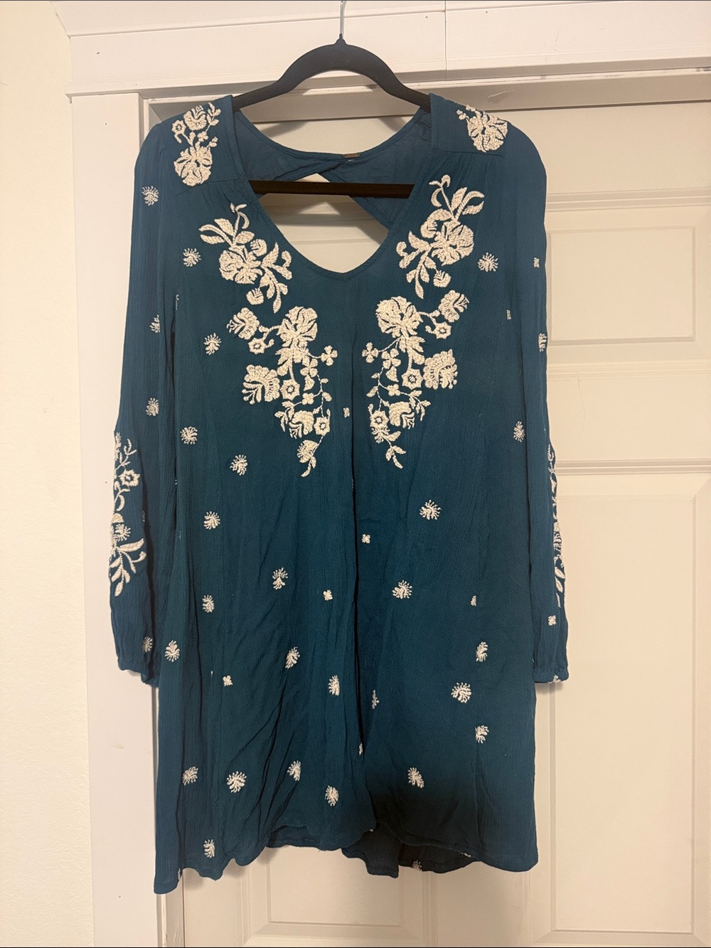 Free People Teal Scoop Neck Tank with Branded Accent